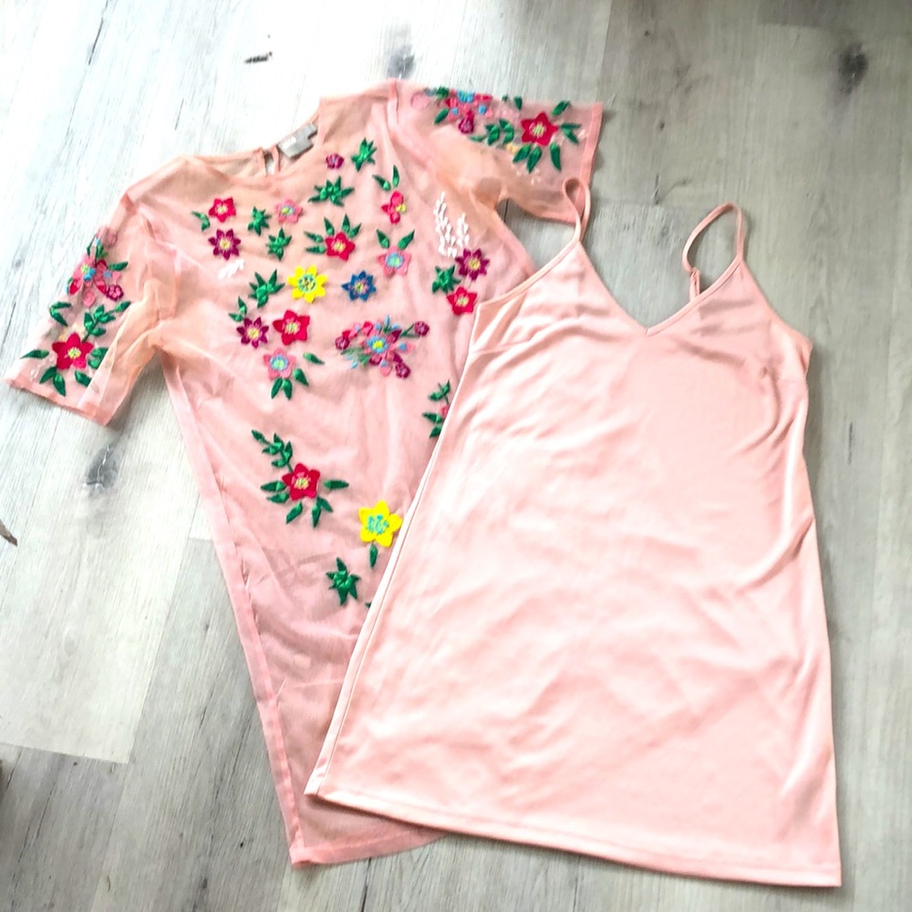 ASOS DESIGN Vintage Floral Embroidered Organza Mini Dress